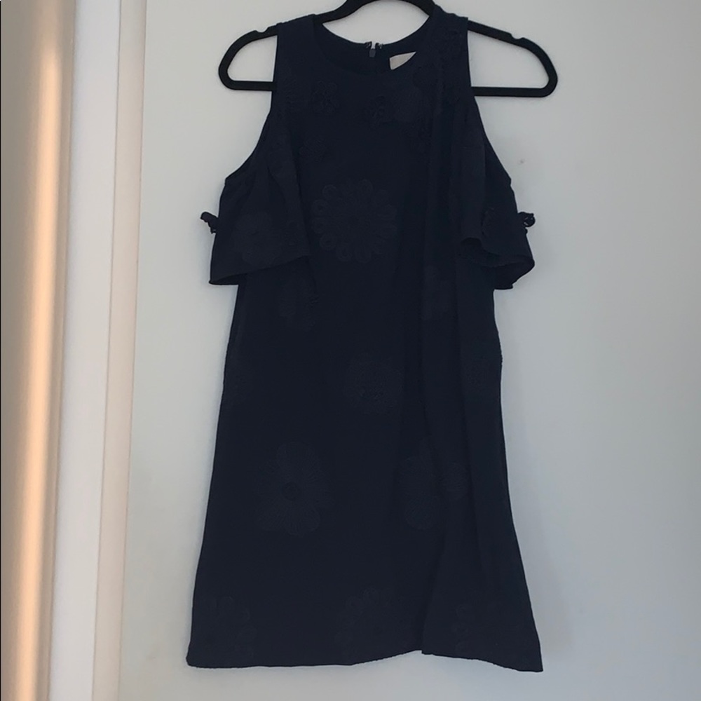 NWOT LOFT cold shoulder navy dress